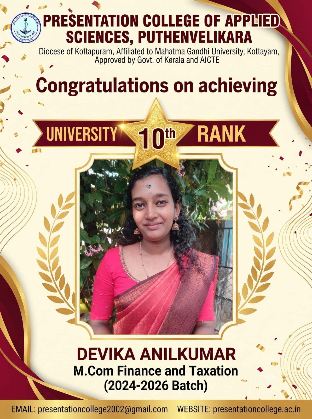 University 10th Rank